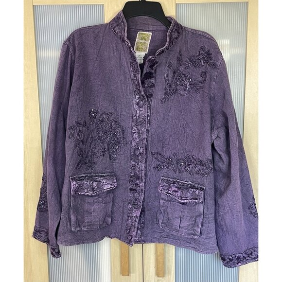 Flashback Women's Vintage 90s Purple Fairy Grunge Witchy Boho Artsy Jacket Sz 2X - Picture 2 of 7